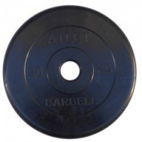 диск обрезиненный mb barbell atlet 51 мм 25 кг. черный