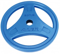 диск обрезиненный alex p-robc-20k с хватами 51 мм 20 кг синий