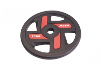 диск полиуретановый alex p-tpu-25k с хватами 51 мм 25 кг, красный