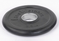 диск обрезиненный 2,5 кг lite weights d-51mm, с металлической втулкой rj1050 черный