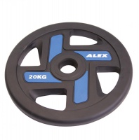 диск полиуретановый alex p-tpu-20k с хватами 51 мм 20 кг, синий